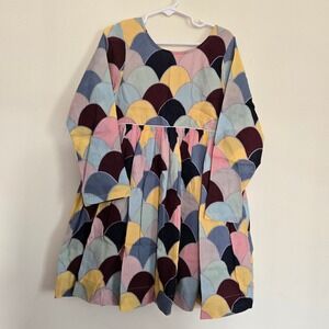 Pink Chicken Amma Dress Mermaid Scallop Print Long Sleeve Kids 7Y New